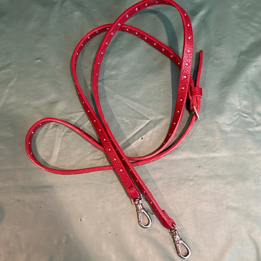 Bandolier Red Shoulder Strap with Silver Studs